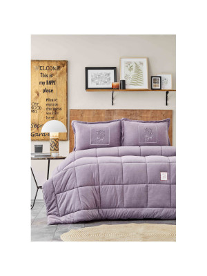 Набор постельного белья с одеялом Karaca Home - Toffee lila лиловый полуторный