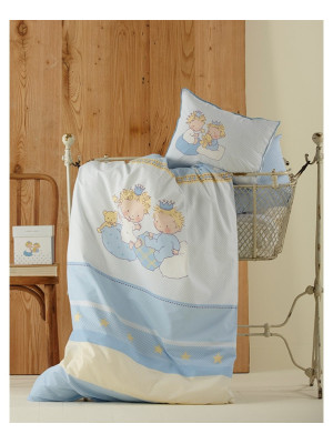 Детское постельное белье для младенцев Karaca Home - Mini перкаль голубой
