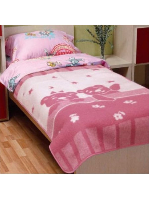 Детское одеяло шерстяное жаккардовое Vladi - 100*140 Умка розовое