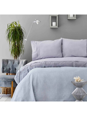Комплект постільної білизни Karaca Home Private - Cynthia gri сірий піке 220*230 євро