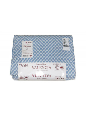 Плед бавовняний Vladi - Валенсія №1 Antonio біло-сіро-блакитний 140*200 полуторний