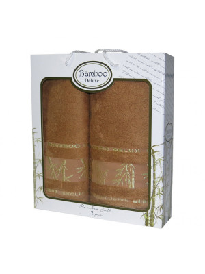 Набір рушників Gursan Bamboo — Св. коричневий (50*90 + 70*140) коробка