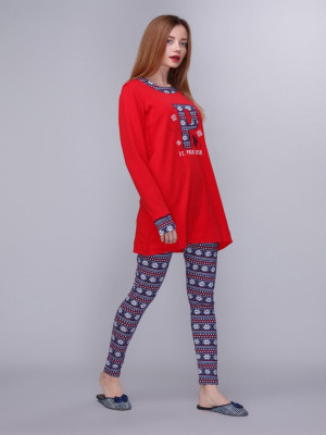 Домашній одяг U. S. Polo Assn - Піжама жіноча (довжин.рукав) 15521 червона, XL