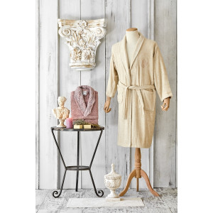 Набор халат с полотенцем Karaca Home - Valeria G.kurusu 2020-2 розовый (S/M+L/XL+50*70)