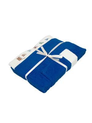 Набор для сауны Gursan Cotton мужской - Blue (полотенце 65*150 + 50*90 + тапочки)