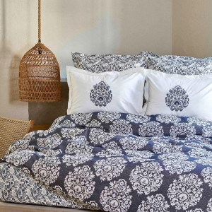 Комплект постельного белья Karaca Home - Moni indigo индиго pike jacquard 200*220 евро