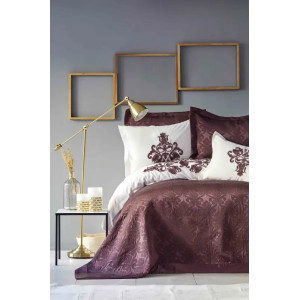 Набор постельного белья с покрывалом Karaca Home - Diana bordo 2019-2 бордовый евро