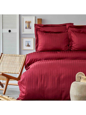 Комплект постельного белья Karaca Home сатин - Charm bold bordo бордовый полуторный