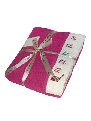 Набор для сауны Gursan Cotton женский - Pink (полотенце 75*150 + чалма + тапочки)
