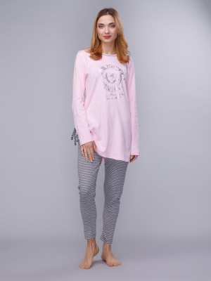 Домашній одяг U. S. Polo Assn - Піжама жіноча (довгий рукав) 15515 рожева, XL