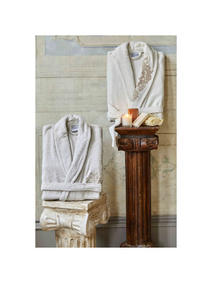 Набор халат с полотенцем Karaca Home - Eldora Offwhite-Bej 2020-2 кремовый-бежевый (S/M+L/XL+50*70)