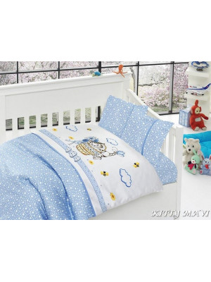 Детское постельное белье для младенцев First Choice сатин бамбук - Kitty mavi