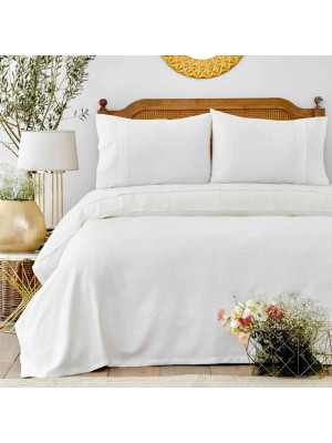 Комплект постельного белья Karaca Home Private - Cynthia beyaz белый пике 220*230 евро