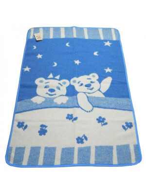 Детское одеяло шерстяное жаккардовое Vladi - 100*140 Умка голубое