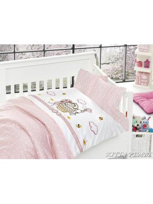 Детское постельное белье для младенцев First Choice сатин бамбук - Kitty pembe