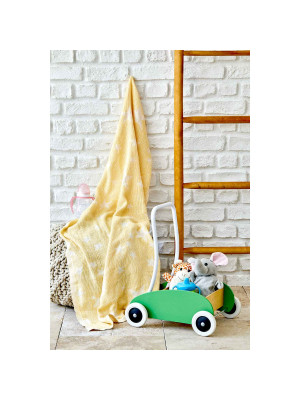 Дитяче покривало піке Karaca Home - Baby star sari жовте 80*120