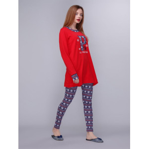 Домашній одяг U. S. Polo Assn - Піжама жіноча (довгий рукав) 15521 червона, L