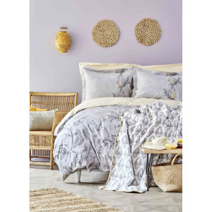 Набор постельное белье с покрывалом Karaca Home - Veronica gri 2020-1 серый евро